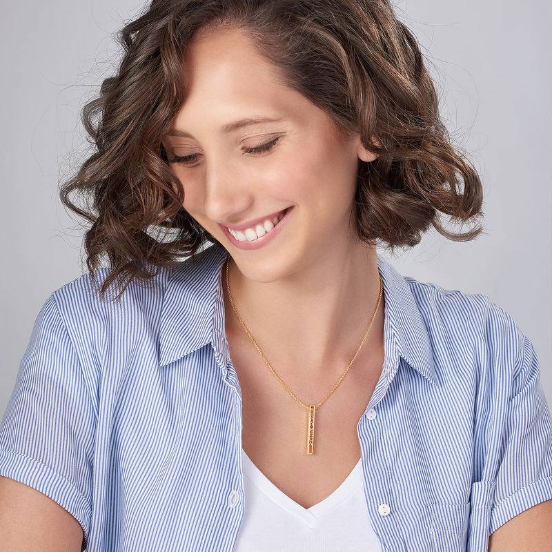 Personalized 3D Bar Necklace with 18K Gold Plating-4 product photo