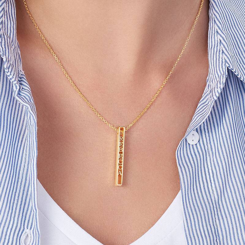 Personalized 3D Bar Necklace with 18K Gold Plating-6 product photo