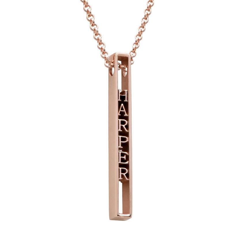 Personalized 3D Bar Necklace with 18K Rose Gold Plating-1 Personalized 3D Bar Necklace with 18K Rose Gold Plating-1 product photo
