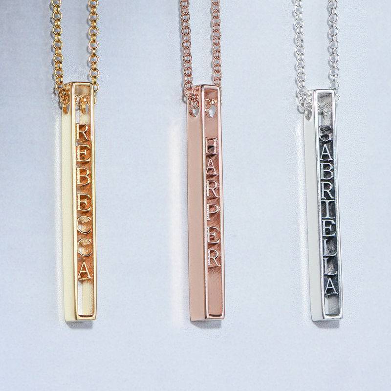 Personalized 3D Bar Necklace with 18K Rose Gold Plating-4 Personalized 3D Bar Necklace with 18K Rose Gold Plating-4 product photo