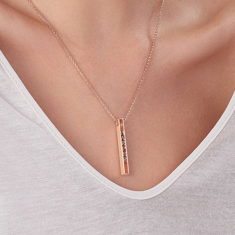 Personalized 3D Bar Necklace with 18K Rose Gold Plating-6 Personalized 3D Bar Necklace with 18K Rose Gold Plating-6 product photo