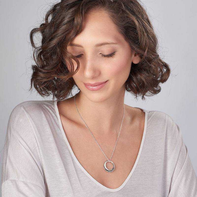 Personalized 3D Circle Necklace in Sterling Silver-3 product photo