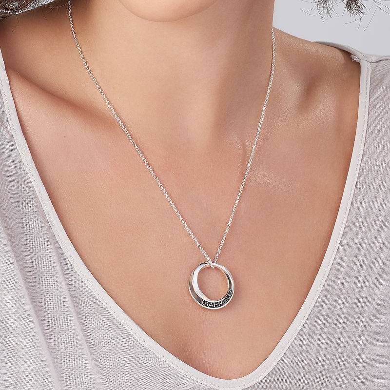 Personalized 3D Circle Necklace in Sterling Silver-4 product photo