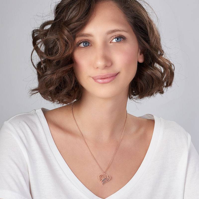 Personalized 3D Heart Necklace with 18K Rose Gold Plating-3 product photo