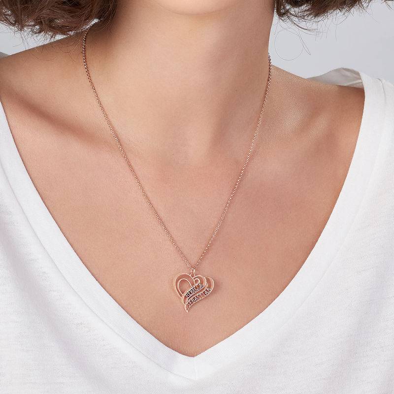 Personalized 3D Heart Necklace with 18K Rose Gold Plating-4 product photo