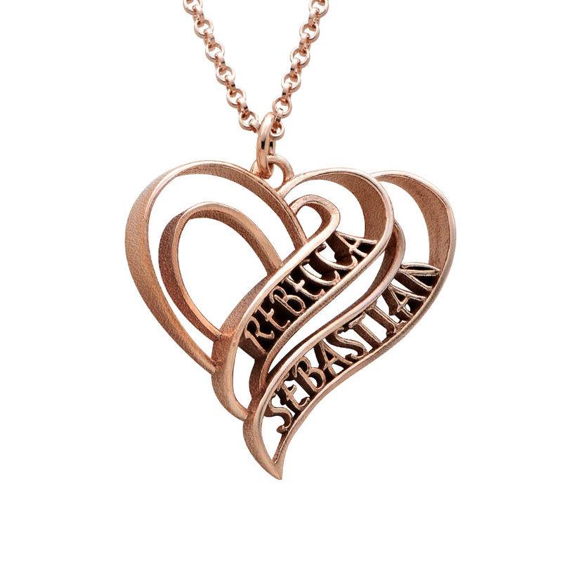 Personalized 3D Heart Necklace with 18K Rose Gold Plating-1 product photo