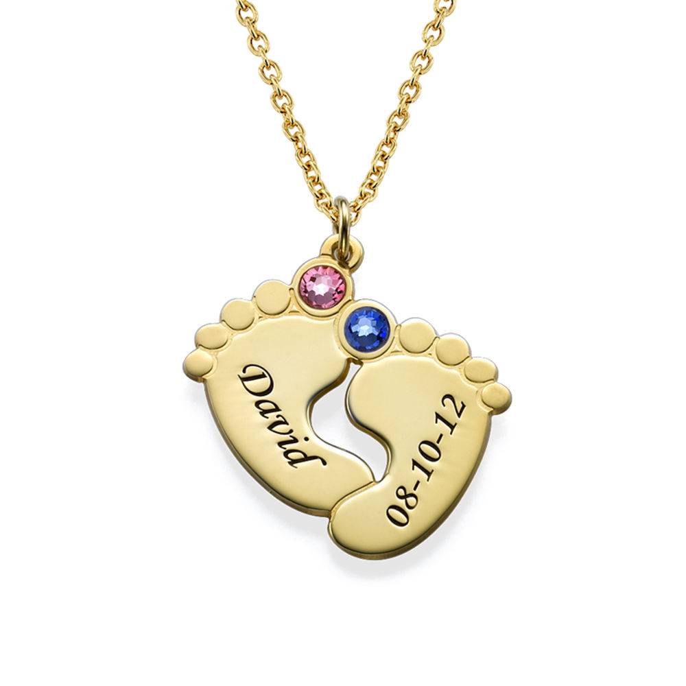 Personalized Baby Feet Necklace in Gold Plating-2 product photo