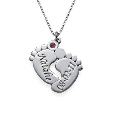 Personalized Baby Feet Necklace in Sterling Silver-1 product photo
