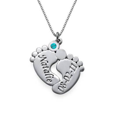 Personalized Baby Feet Necklace in Sterling Silver-2 product photo
