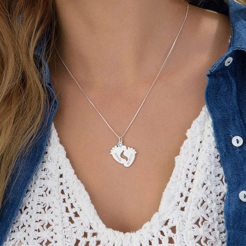 Personalized Baby Feet Necklace in Sterling Silver-4 product photo