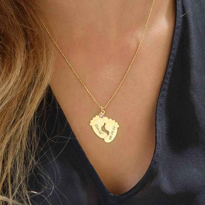Personalized Baby Feet Necklace with Gold Plating-3 product photo