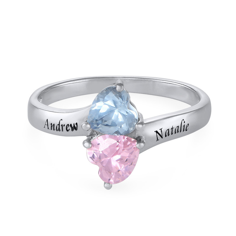 Personalized Birthstone Ring in Silver-1 product photo