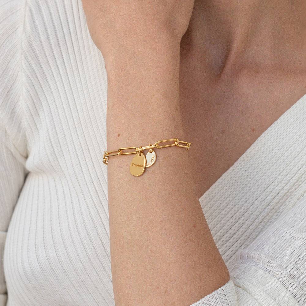 Hazel Personalized Paperclip Chain Link Bracelet with Engraved Charms in 18K Gold Vermeil-3 Hazel Personalized Paperclip Chain Link Bracelet with Engraved Charms in 18K Gold Vermeil-3 product photo
