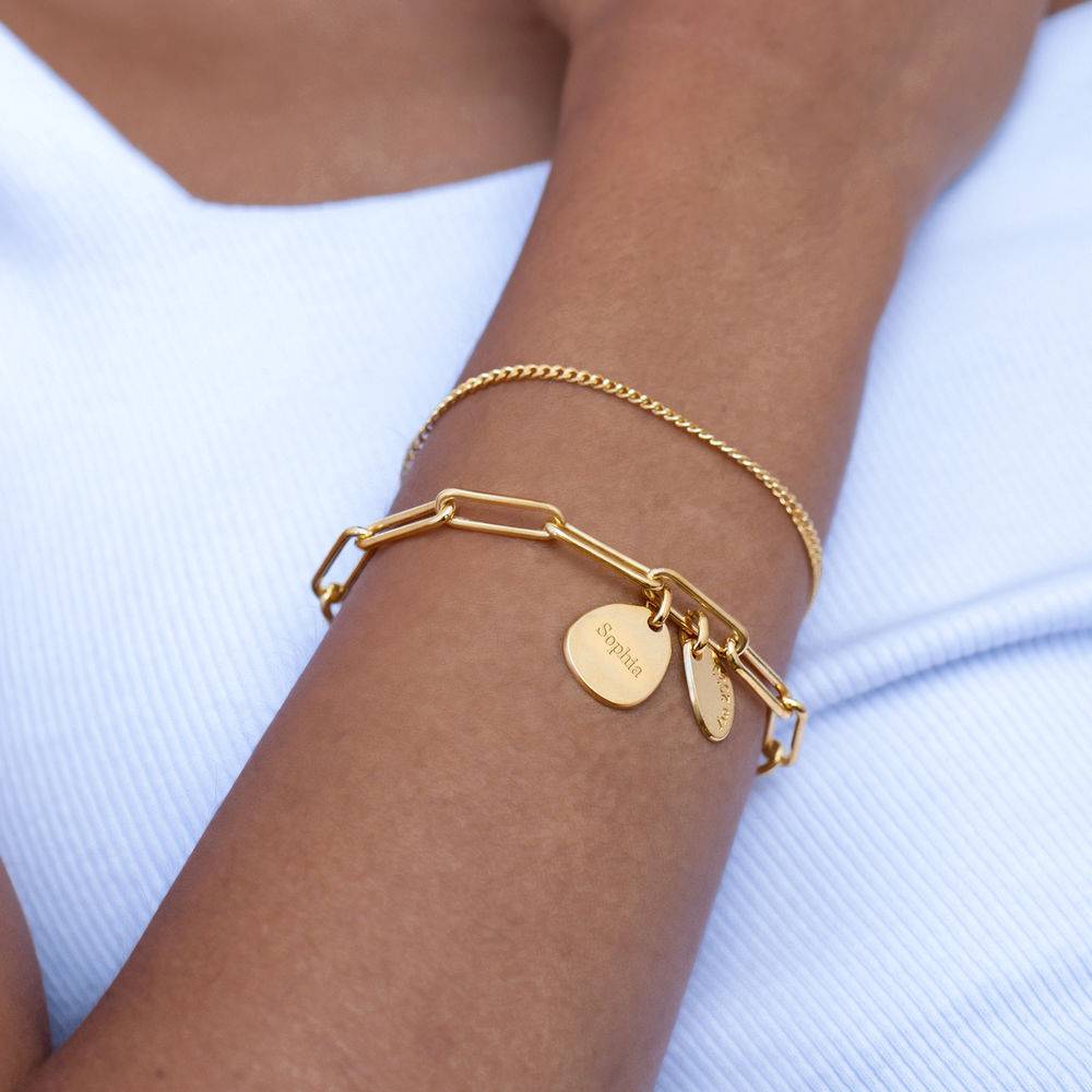 Hazel Personalized Paperclip Chain Link Bracelet with Engraved Charms in 18K Gold Vermeil-4 Hazel Personalized Paperclip Chain Link Bracelet with Engraved Charms in 18K Gold Vermeil-4 product photo