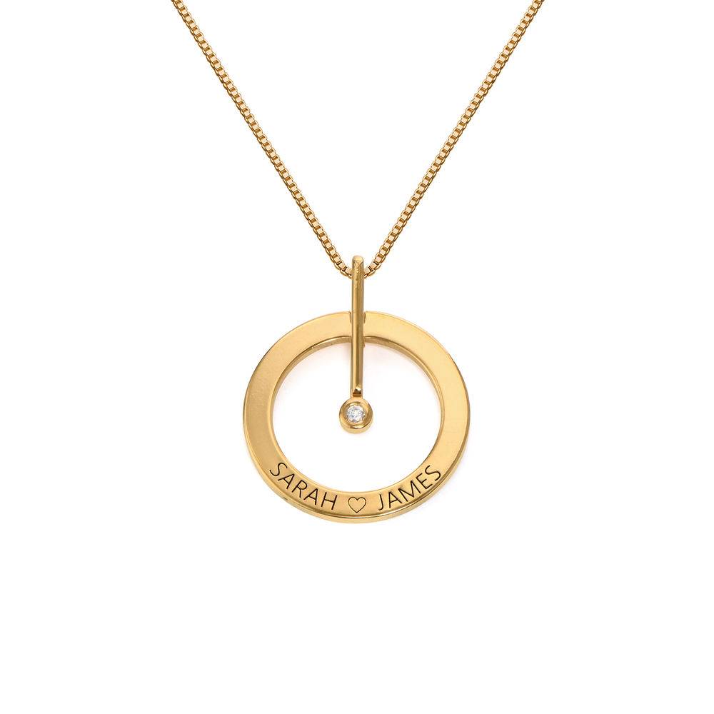 Personalized Circle Necklace with Diamond in 18K Gold Plating-1 product photo