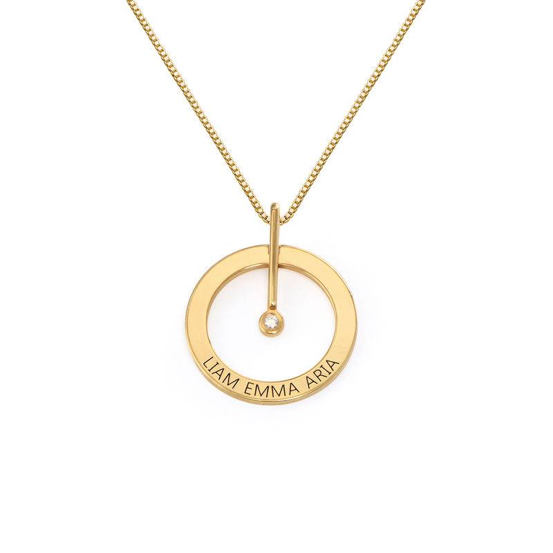 Personalized Circle Necklace with Diamond in 18K Gold Vermeil-1 product photo