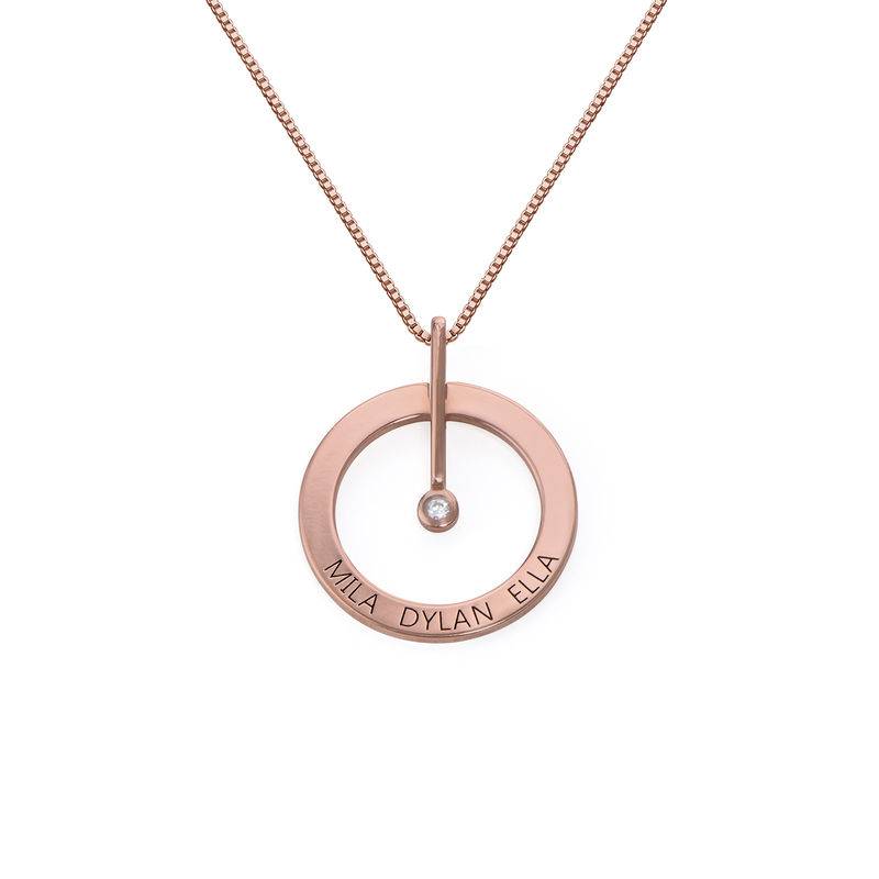 Personalized Circle Necklace with Diamond in 18K Rose Gold Plating-1 product photo