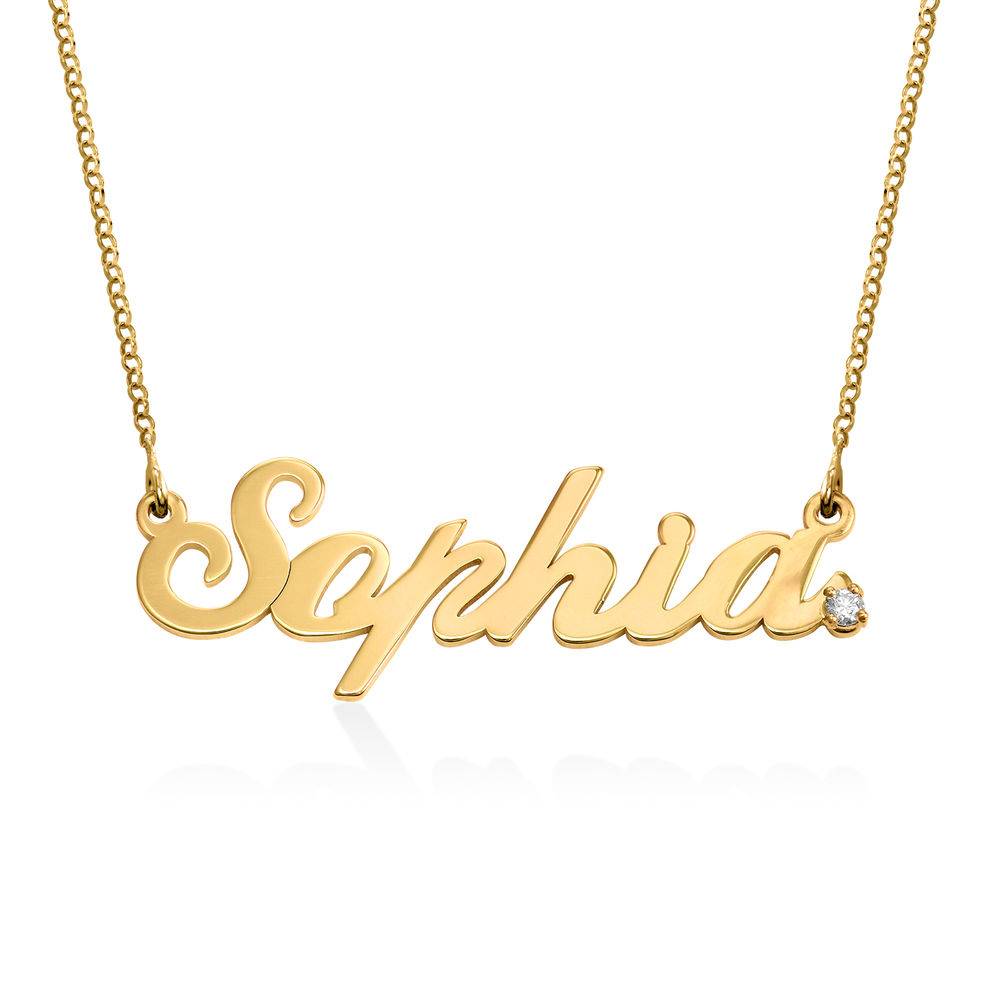 Personalized Classic Name Necklace in Gold Vermeil with Diamond-1 product photo