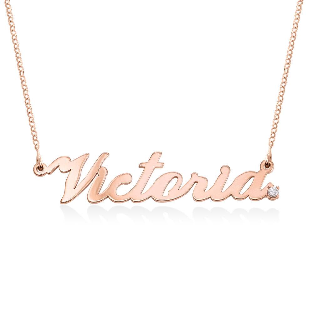 Personalized Classic Name Necklace in Rose Gold Plated with Diamond-1 product photo