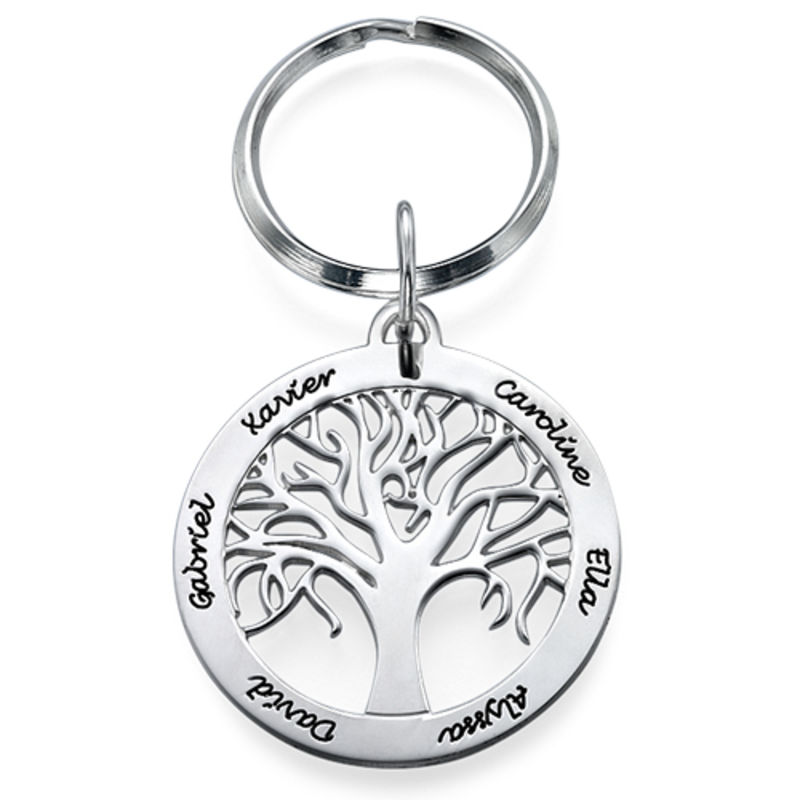 Personalized Family Tree Keychain in Sterling Silver-1 product photo