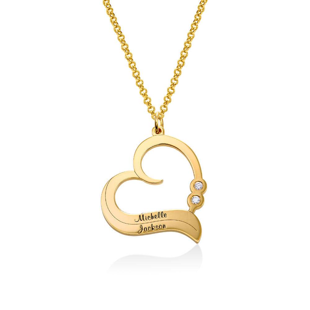 Personalized Heart Necklace in 18k Gold Plated with Diamond-1 product photo