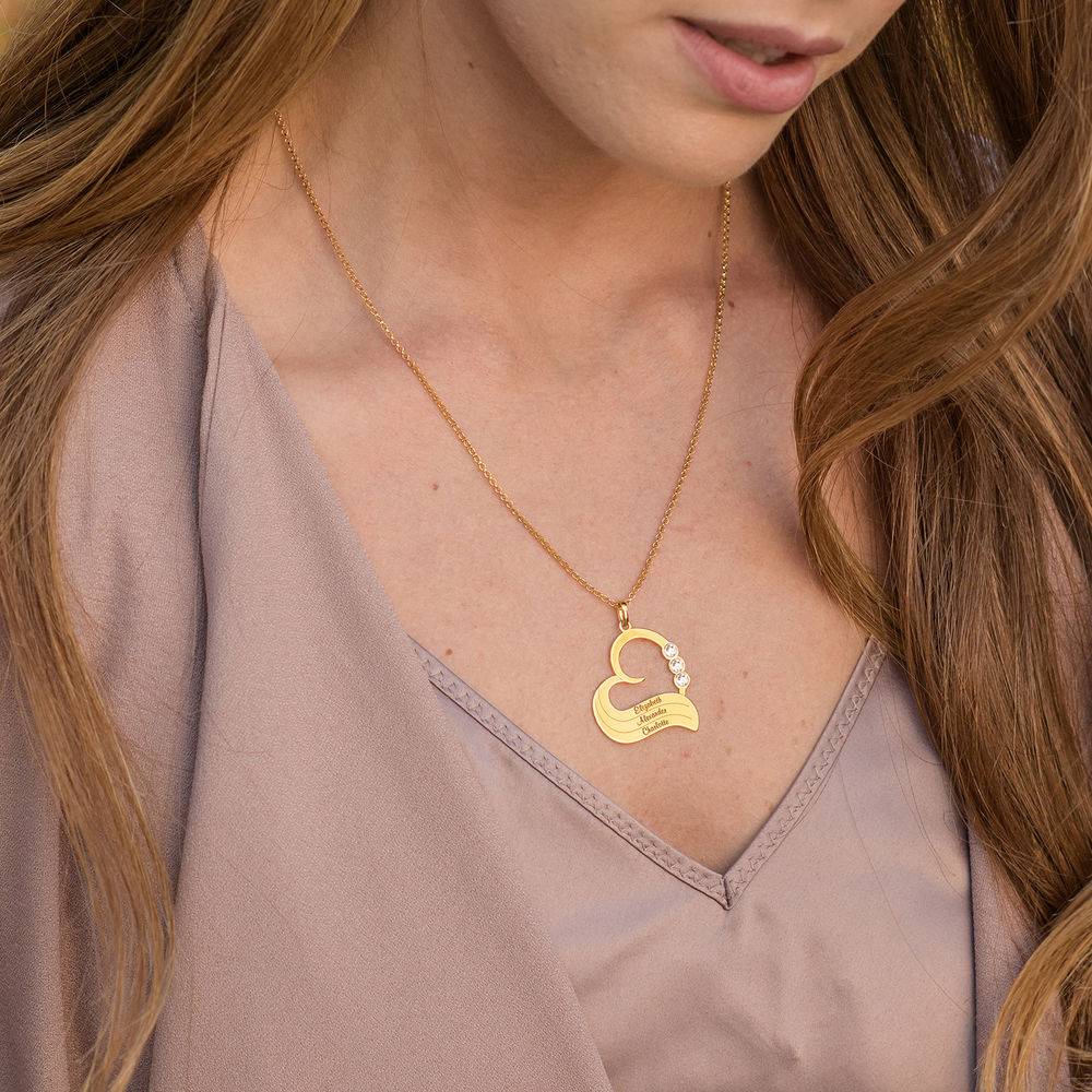 Personalized Heart Necklace in 18k Gold Plated with Diamond-2 product photo