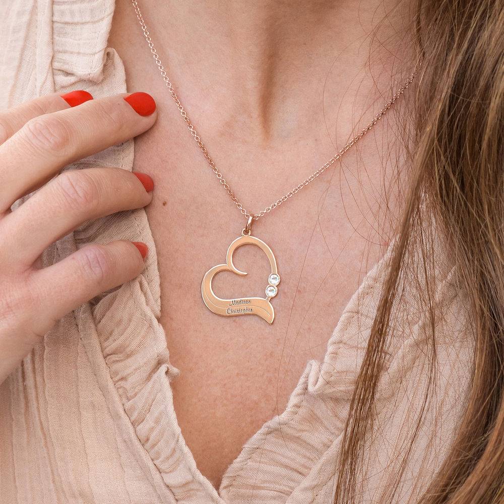 Personalized Heart Necklace in 18k Rose Gold Plated with Diamond-3 product photo