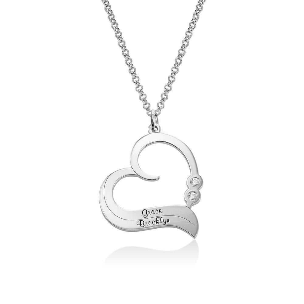 Personalized Heart Necklace in Sterling Silver with Diamond-1 product photo