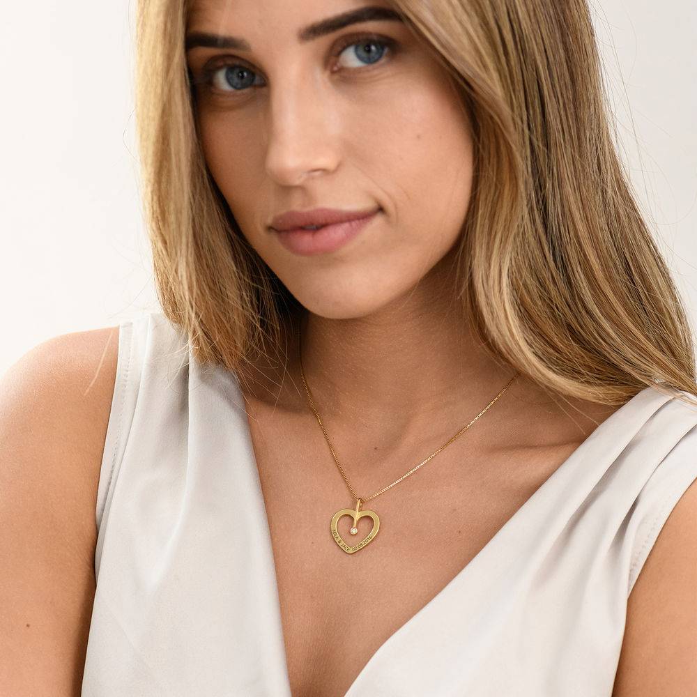 Personalized Love Necklace with Diamond in Gold Plating-3 product photo