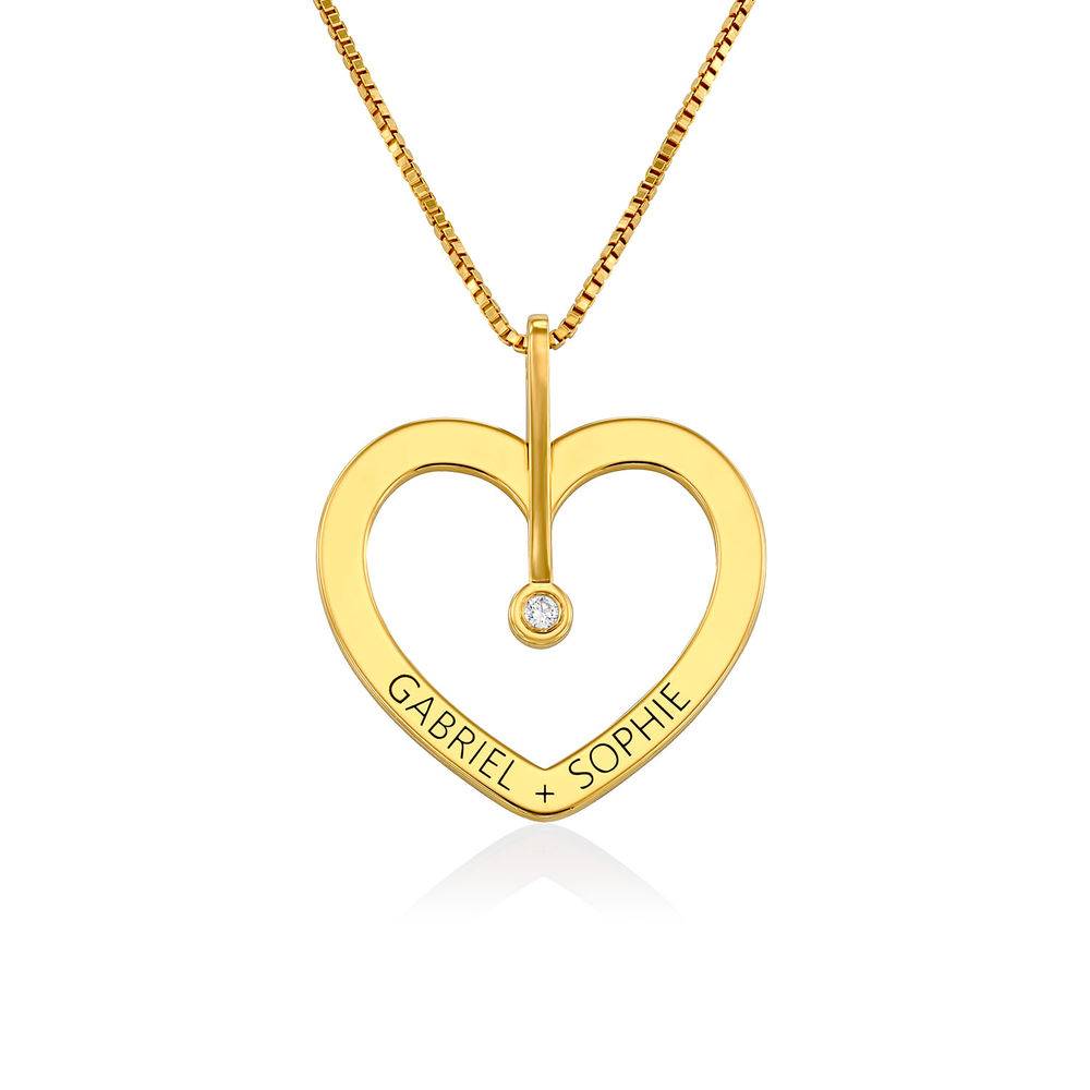 Personalized Love Necklace with Diamond in Gold Vermeil-1 product photo
