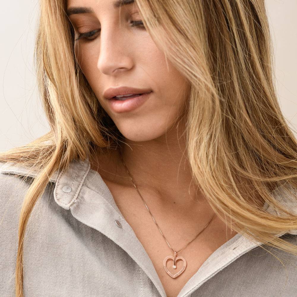 Personalized Love Necklace with Diamond in Rose Gold Plating-3 product photo