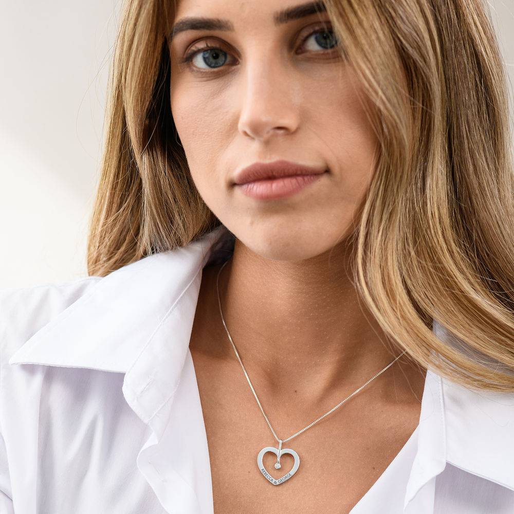 Personalized Love Necklace with Diamond in Sterling Silver-3 product photo