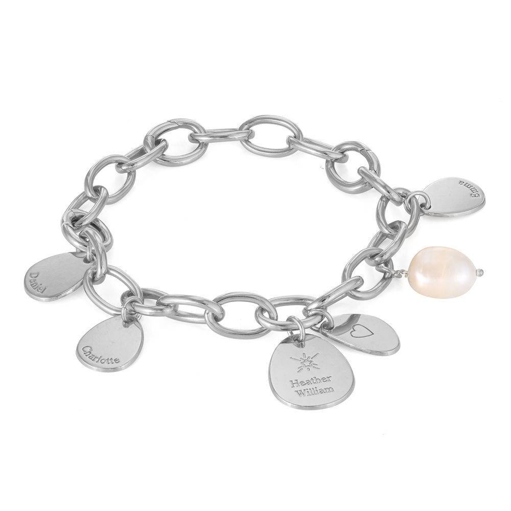 Layla Link Bracelet with Engraved Charms in Sterling Silver-1 product photo