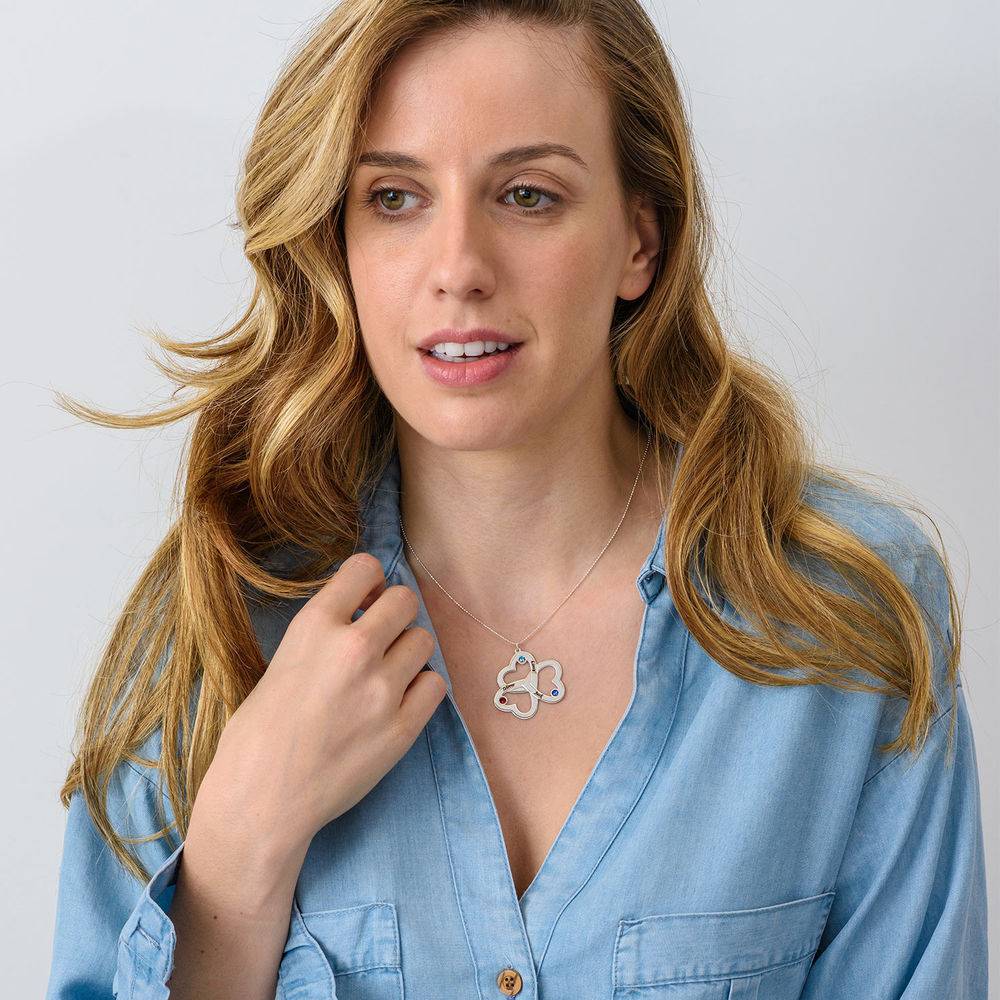 Personalized Triple Heart Necklace in 10K White Gold-2 product photo