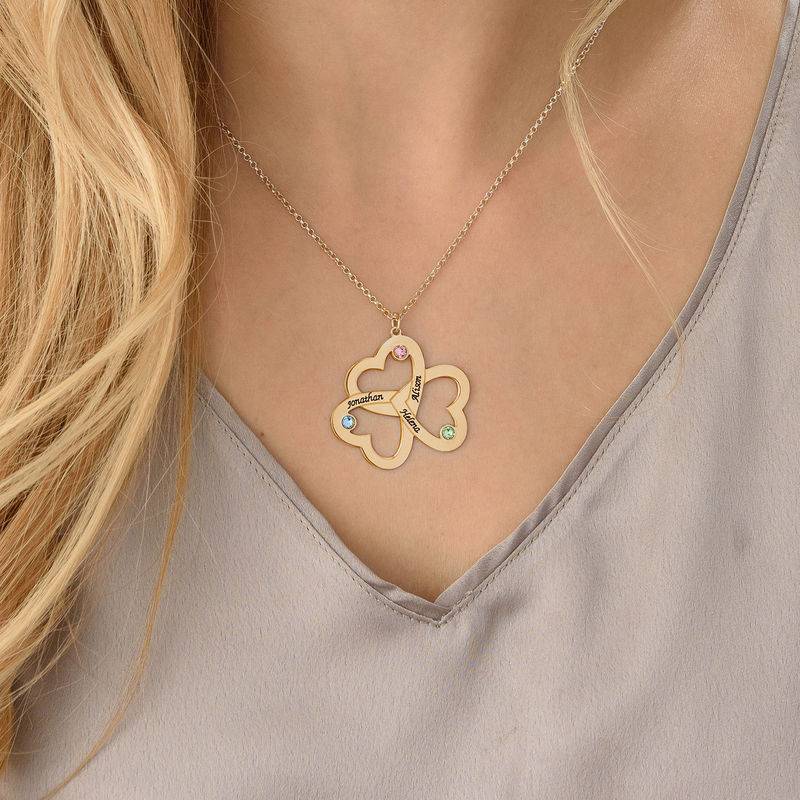 Personalized Triple Heart Necklace in Gold Plating-4 product photo