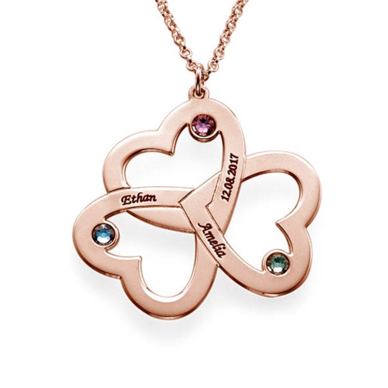 Personalized Triple Heart Necklace with Rose Gold Plating-2 product photo
