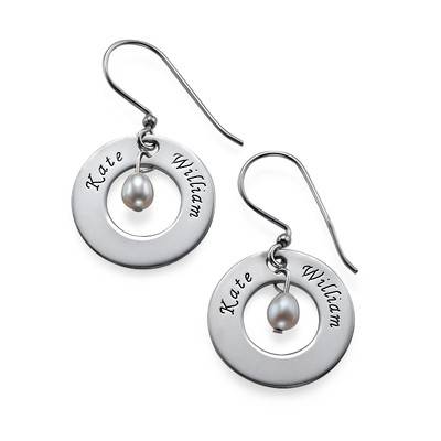 Personalized Two Names and Birthstone Earrings-1 product photo