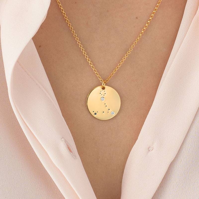 Pisces Constellation Necklace with Diamonds in Gold Plating-3 product photo