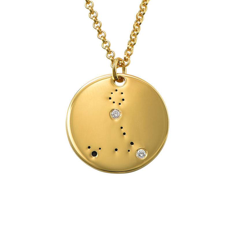 Pisces Constellation Necklace with Diamonds in Gold Plating-1 product photo