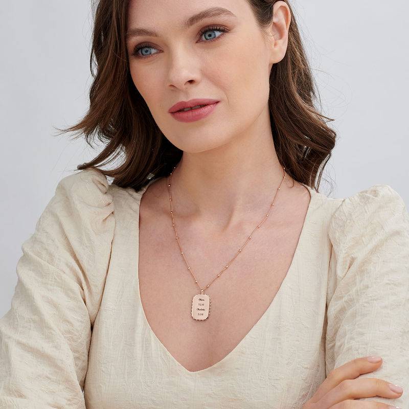 Plate Charm Necklace with Personalized Engraving in Rose Gold Plating-2 product photo