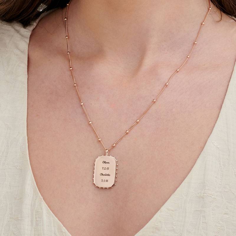 Plate Charm Necklace with Personalized Engraving in Rose Gold Plating-3 product photo