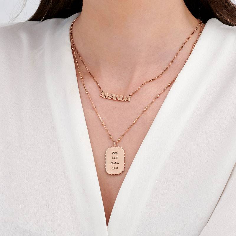 Plate Charm Necklace with Personalized Engraving in Rose Gold Plating-4 product photo