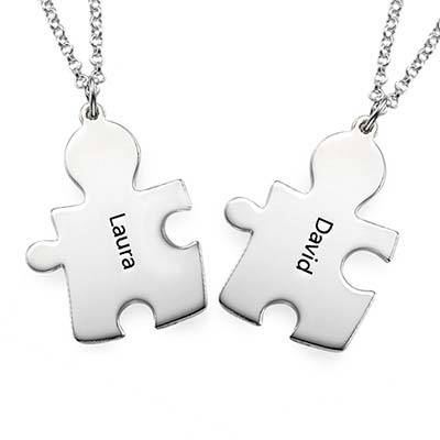 Puzzle Necklaces for Couple's in Sterling Silver-1 product photo