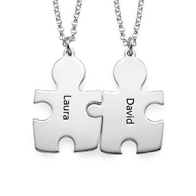 Puzzle Necklaces for Couple's in Sterling Silver-2 product photo