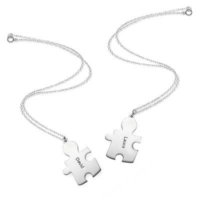 Puzzle Necklaces for Couple's in Sterling Silver-4 product photo