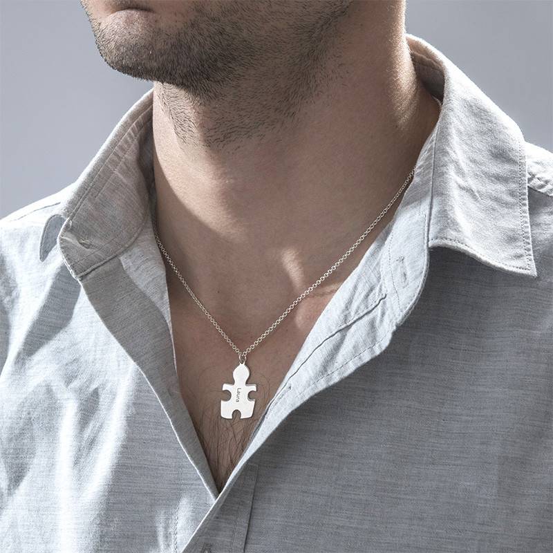 Puzzle Necklaces for Couple's in Sterling Silver-6 product photo