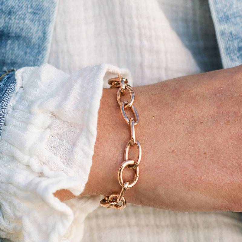 Round Chain Link Bracelet in 18K Rose Gold Plating-4 product photo
