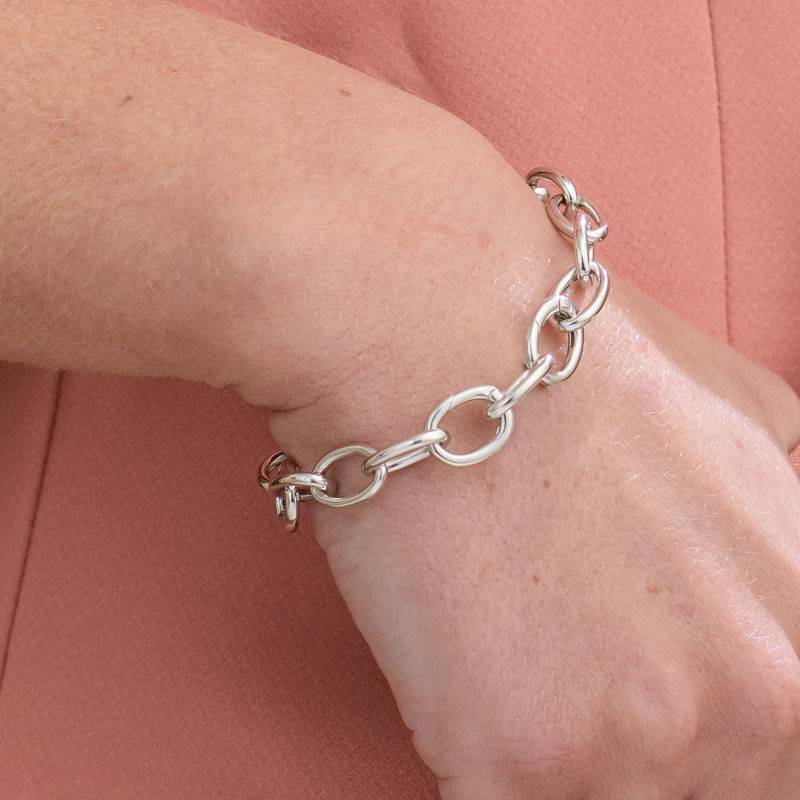 Round Chain Link Bracelet in Sterling Silver-4 product photo