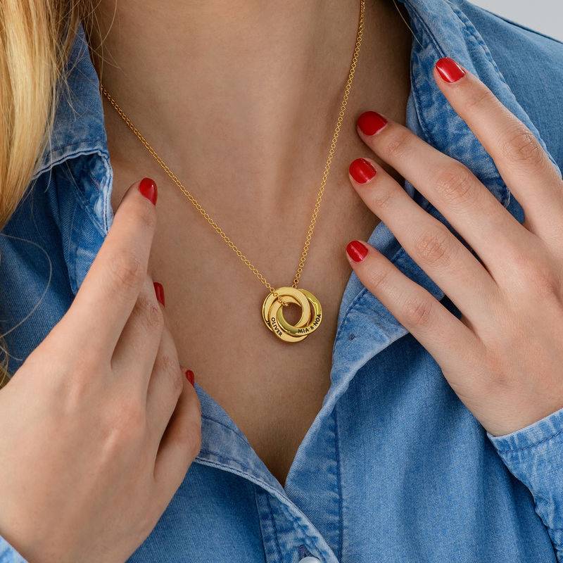 Russian Ring Necklace in Gold Plated Silver -3D Curved Design-6 product photo