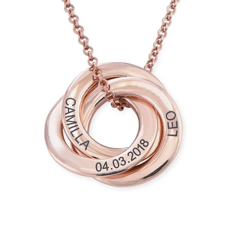 Russian Ring Necklace in Rose Gold Plated Silver - 3D Curved Design-2 Russian Ring Necklace in Rose Gold Plated Silver - 3D Curved Design-2 product photo